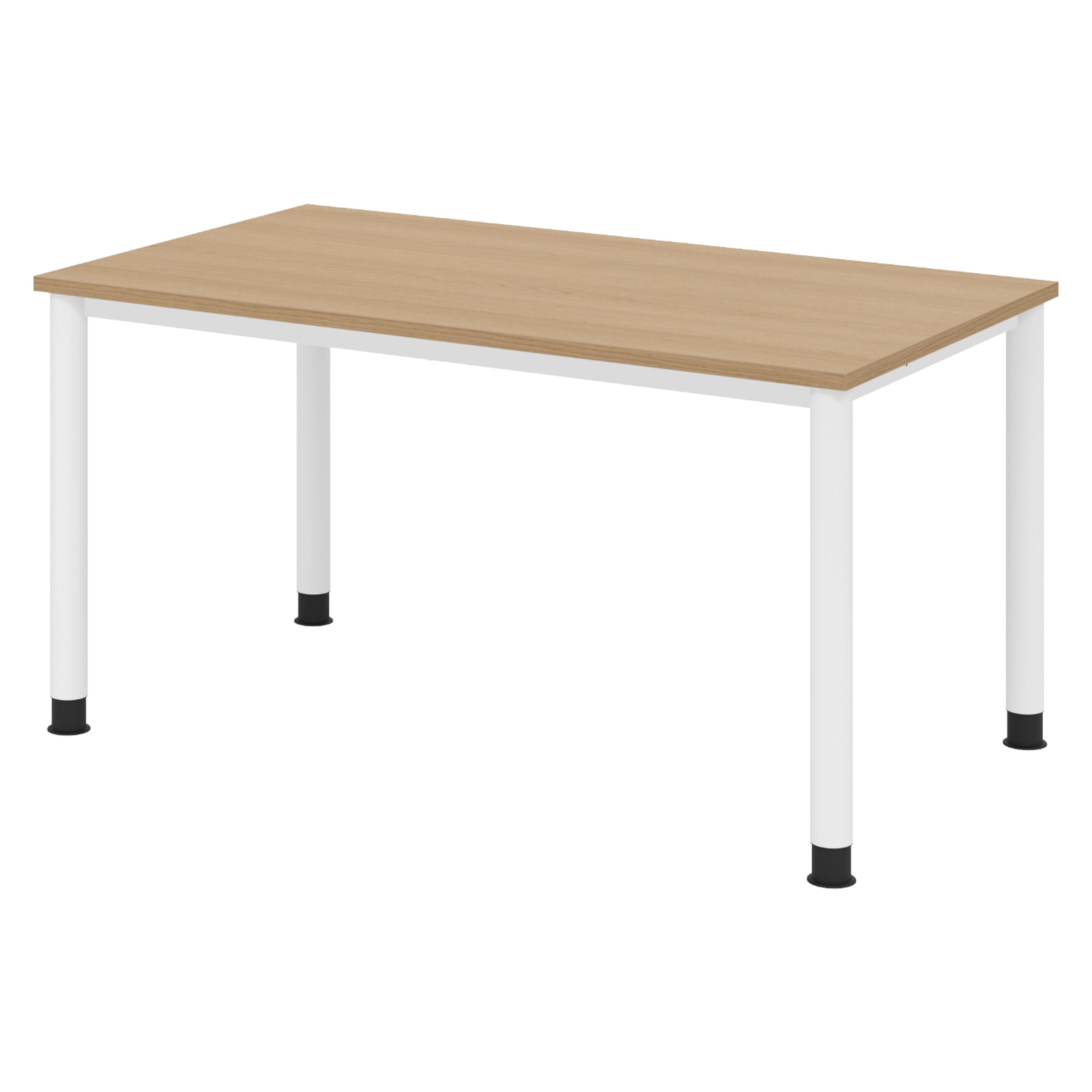 SCHREIBTISCH Serie-H 80/140/74 cm in Eichefarben/Weiß - Eichefarben/Weiß, Holzwerkstoff (80/140/74cm) - bümö