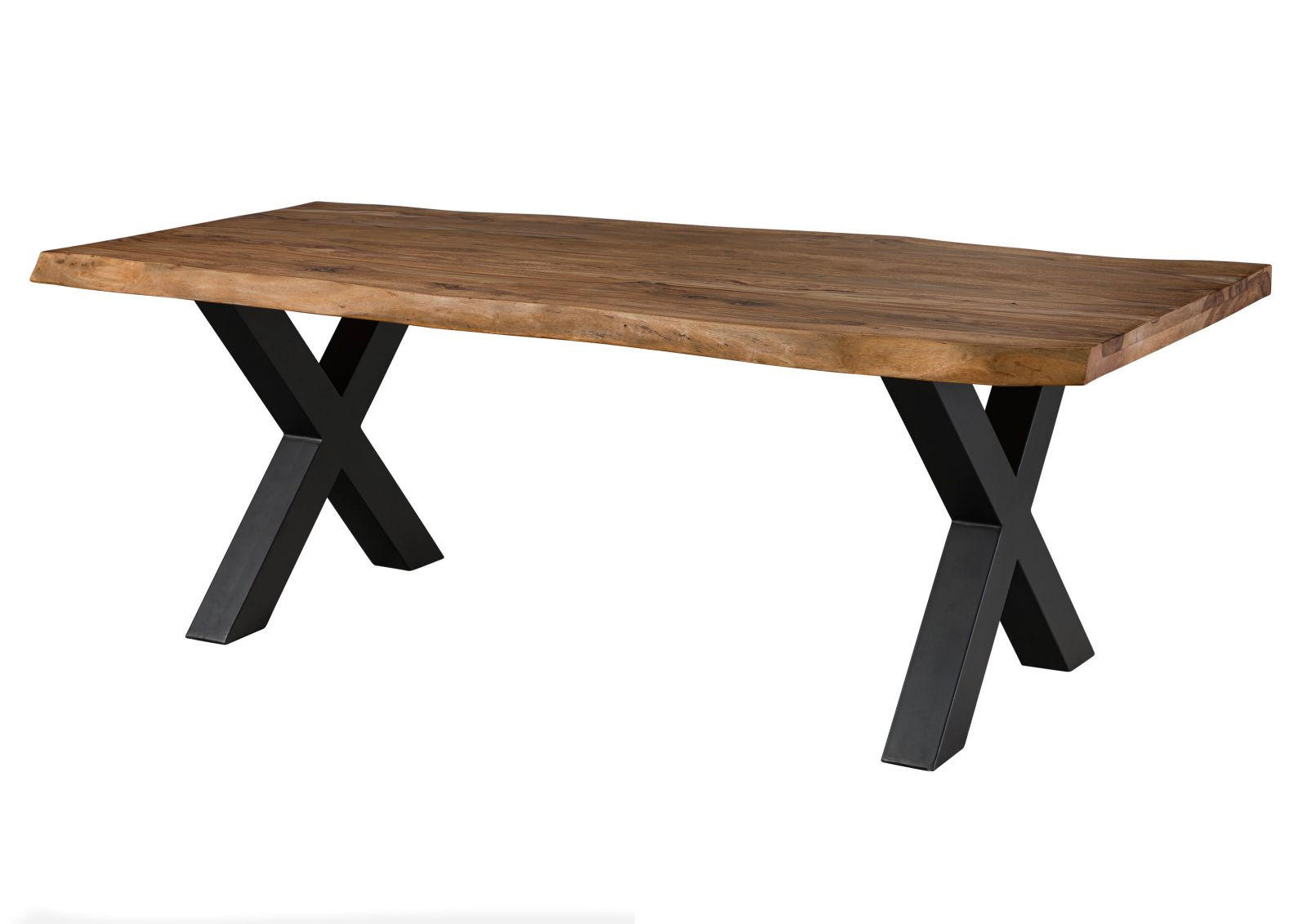BAUMTISCH Sheesham 240x100x77 natur gebeizt / X-Beine anthrazit matt FREEFORM 5 - Naturfarben, Holz (240/100/77cm) - Massivmoebel24