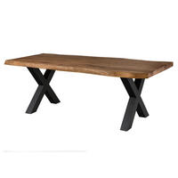 BAUMTISCH Sheesham 240x100x77 natur gebeizt / X-Beine anthrazit matt FREEFORM 5 - Naturfarben, Holz (240/100/77cm) - Massivmoebel24