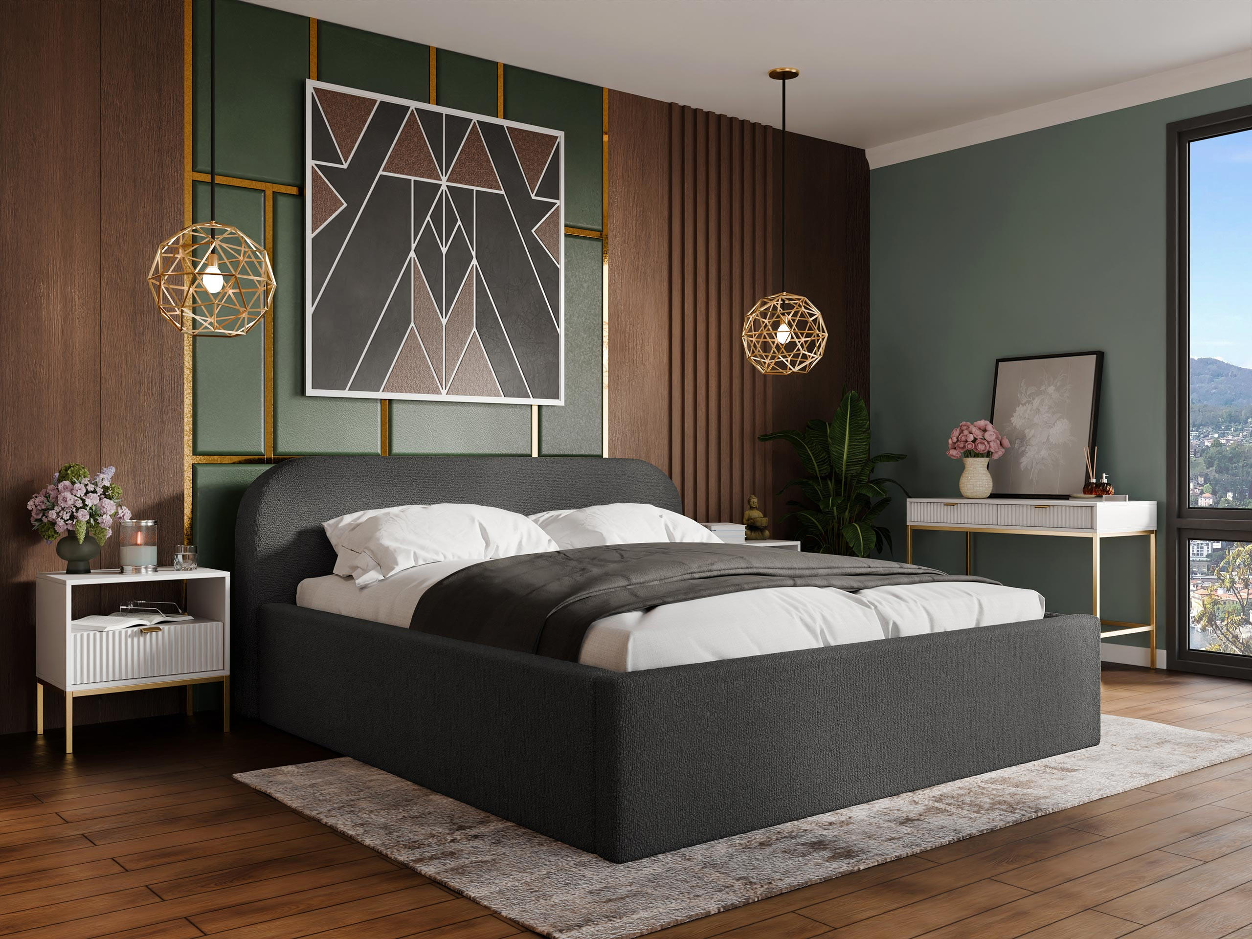 POLSTERBETT Deisin - Dunkelgrau/Naturfarben, Holz/Holzwerkstoff (160/200cm) - MIRJAN24