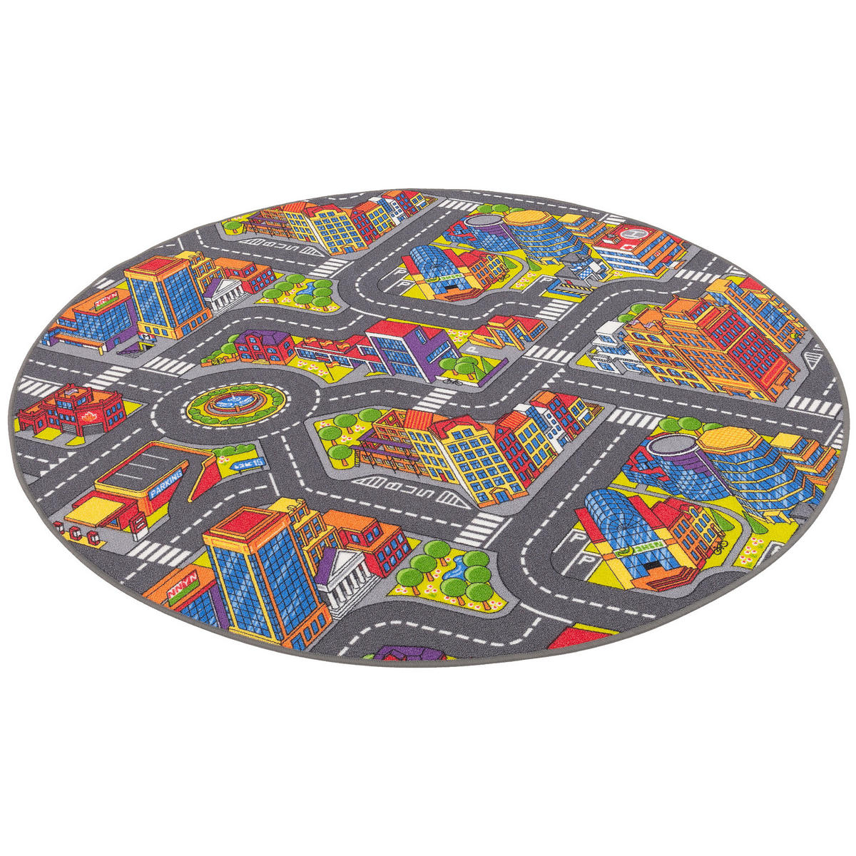 KINDER STRASSENTEPPICH 3D BIG CITY RUND - Multicolor, Textil (133/133cm) - Snapstyle