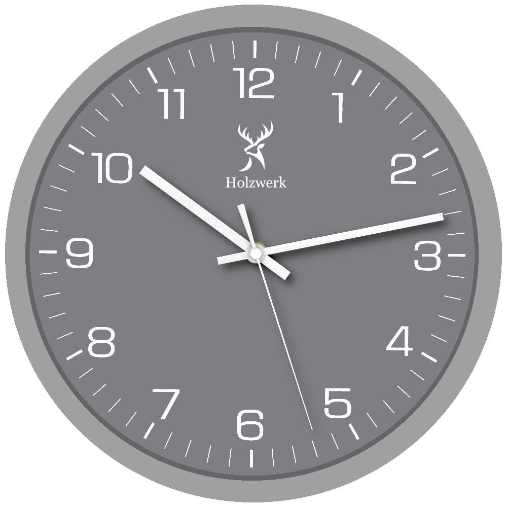 WANDUHR Holz Designer FRIEDBERG Loft Wand Uhr, grau, weiß - Weiß/Grau, Glas/Holz (30/30/4.2cm) - Holzwerk
