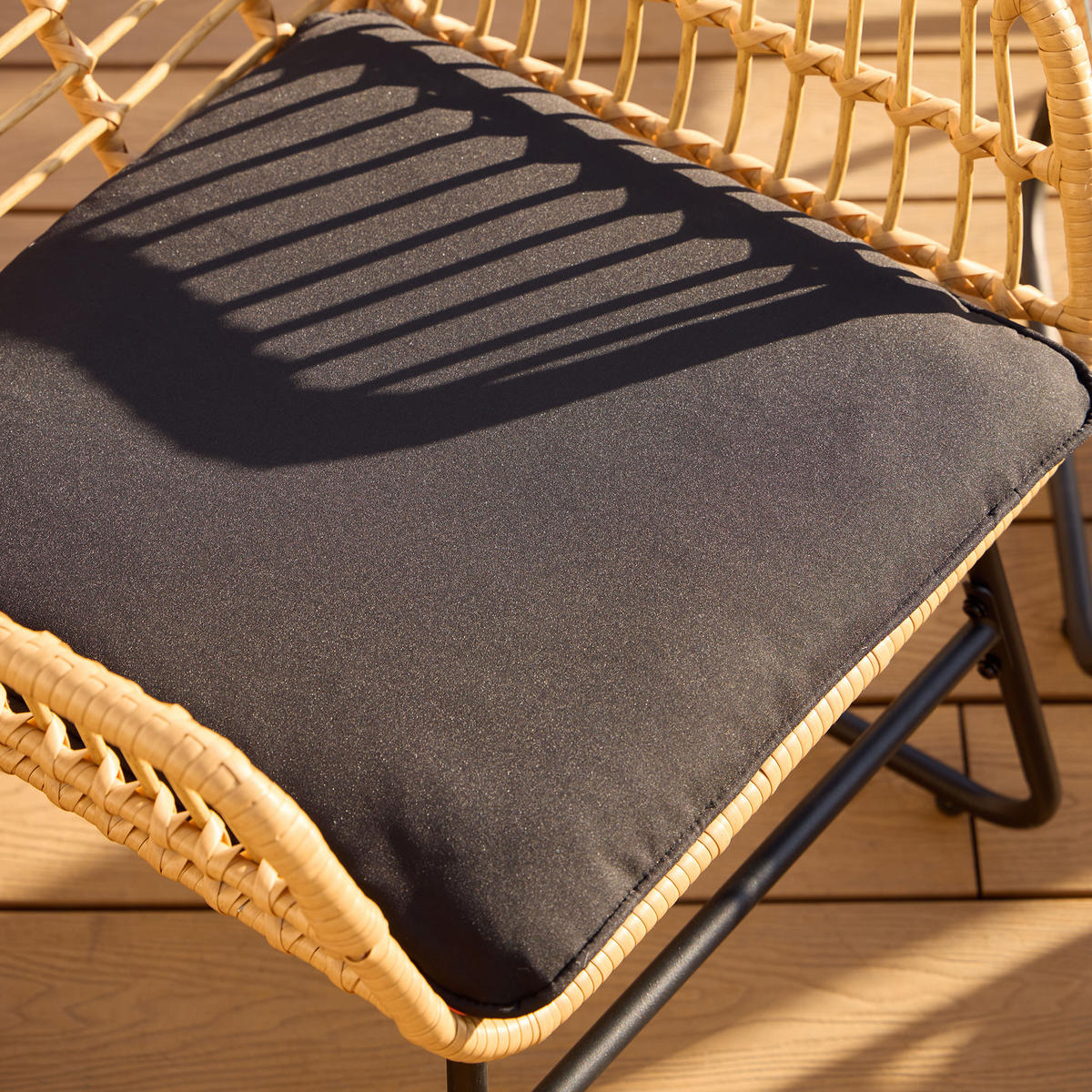 GARTENMOEBELSET Rattan - Schwarz - Dunkelgrau, Holz - Nordlys