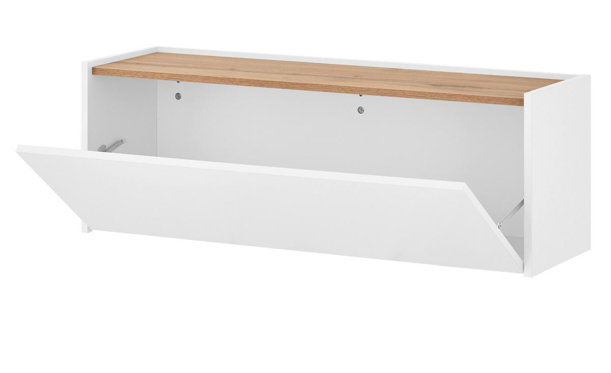 HÄNGESCHRANK weiß, Eiche Wotan 100 cm, Flurschrank mit Klappe - Eiche Wotan/Weiß, Holzwerkstoff/Metall (100/35/30cm) - Furn.Design