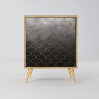 SIDEBOARD TESSELATED GRAYISH, Eichefarben, 57,5x42x75,5 cm, Goldfarbene Metallfüße - Eichefarben/Goldfarben, Holzwerkstoff/Metall (57.5/75.5/42cm) - SpaceRebels