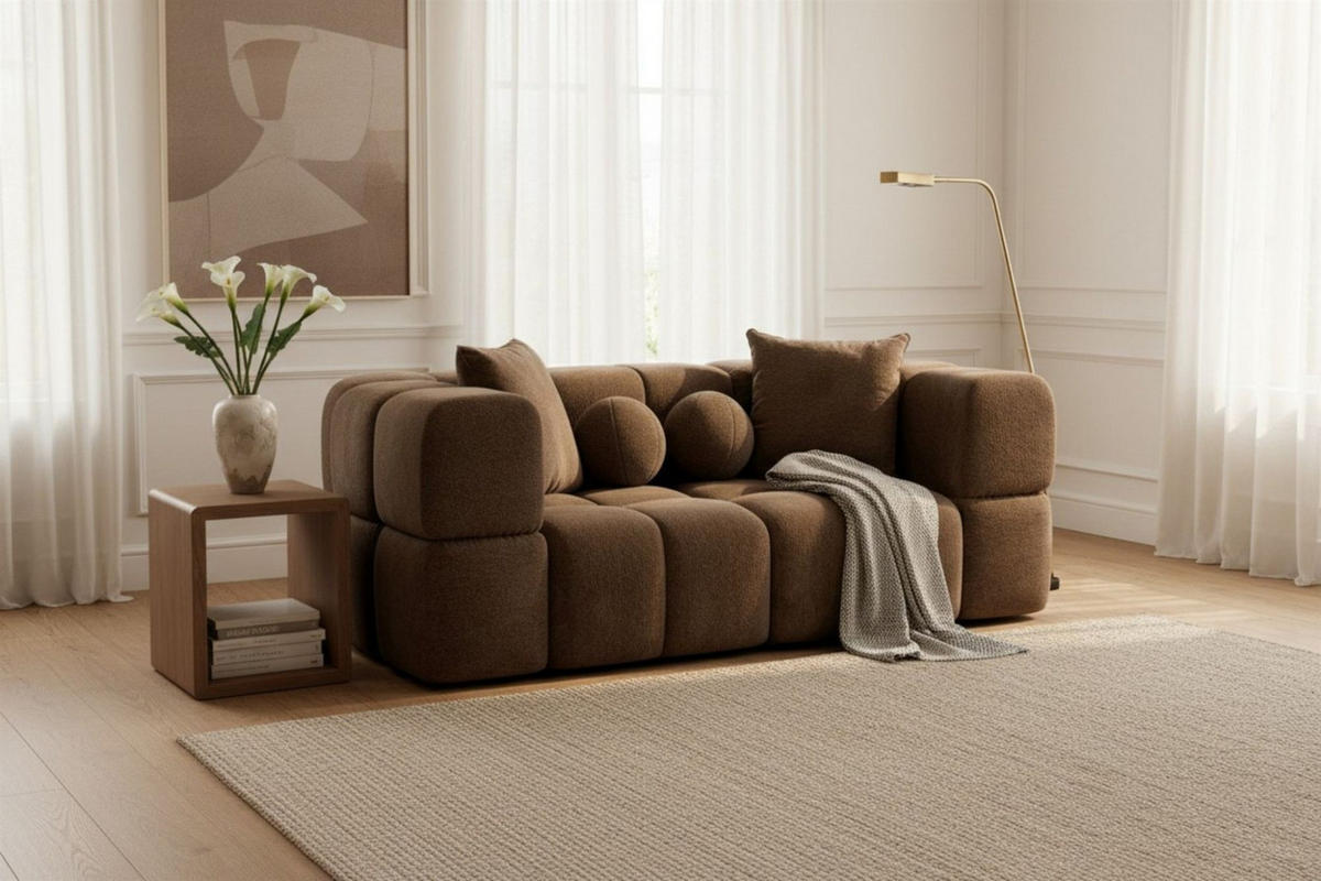 SOFA 3-sitzer Vega - Dunkelbraun, Holzwerkstoff/Textil (250/77/103cm) - Fun Möbel