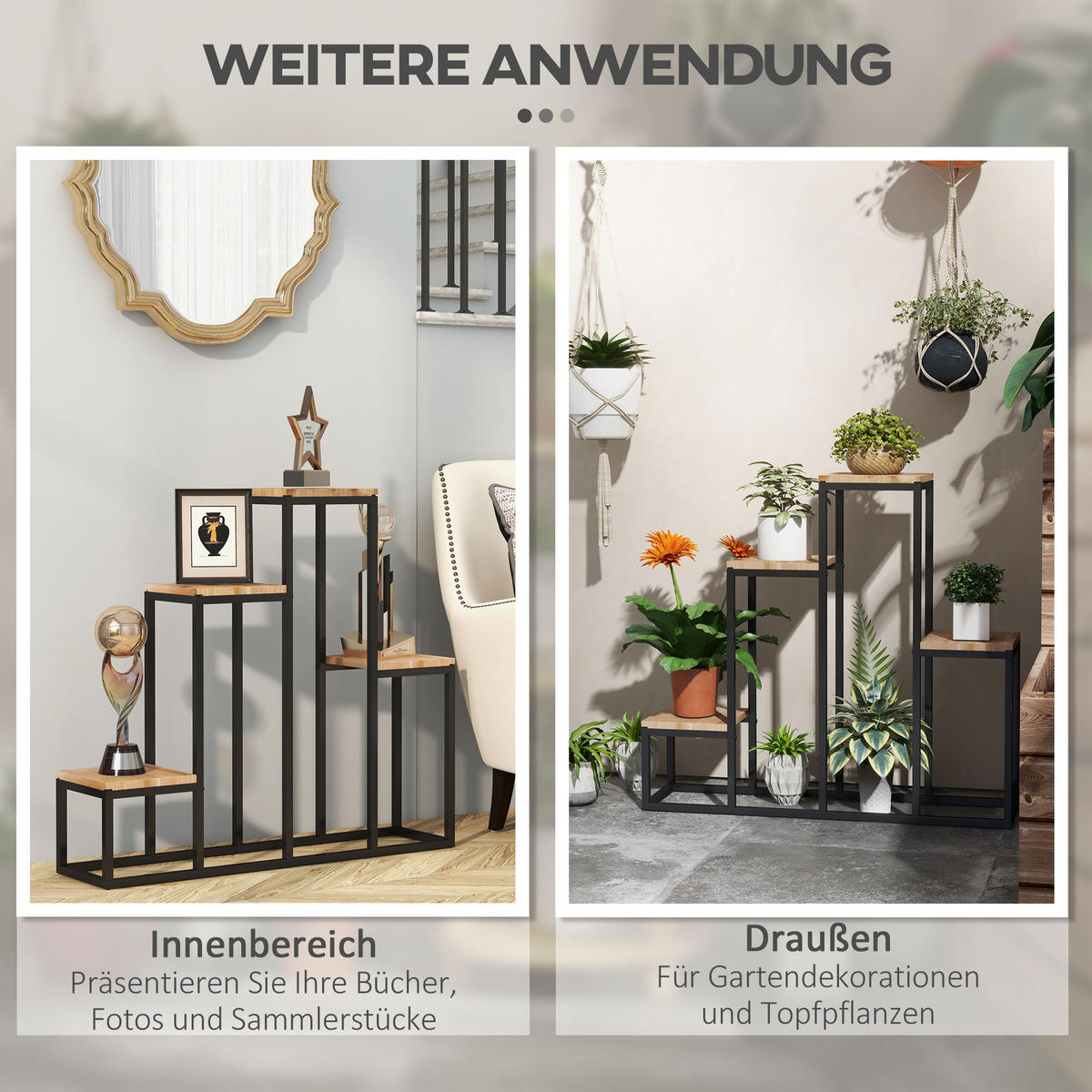 PFLANZREGAL, Braun - Braun, Metall (20/74/80cm) - Outsunny