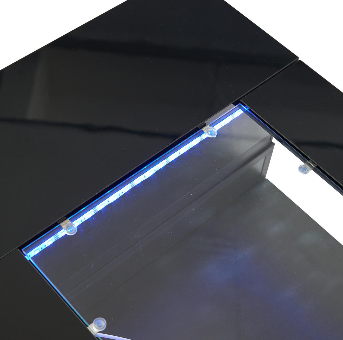 COUCHTISCH 100/50/35 cm schwarz aus Spanplatte und Sicherheitsglas mit LED - Schwarz, Holzwerkstoff (100/50/35cm) - OKMYHOME