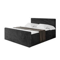 BOXBETT mit Matratze H4 und Lattenrost - TOLO-Z - 120x200 Cord - Schwarz - Schwarz, Holzwerkstoff (120/200cm) - ALTDECOR