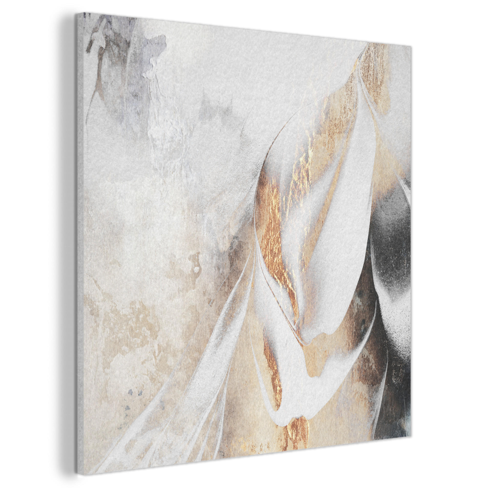 AKUSTIKBILD Luxus - Abstrakt - Gold - Weiß Akustikpaneele 80x80 cm - Goldfarben, Kunststoff (80/80/0.9cm) - MuchoWow