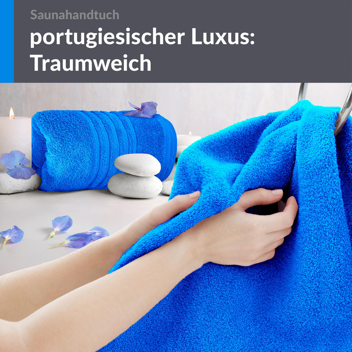SAUNATUCH 80x200 cm 2er Set London Karibik Blau - Hellblau, Textil (80/200cm) - Lashuma