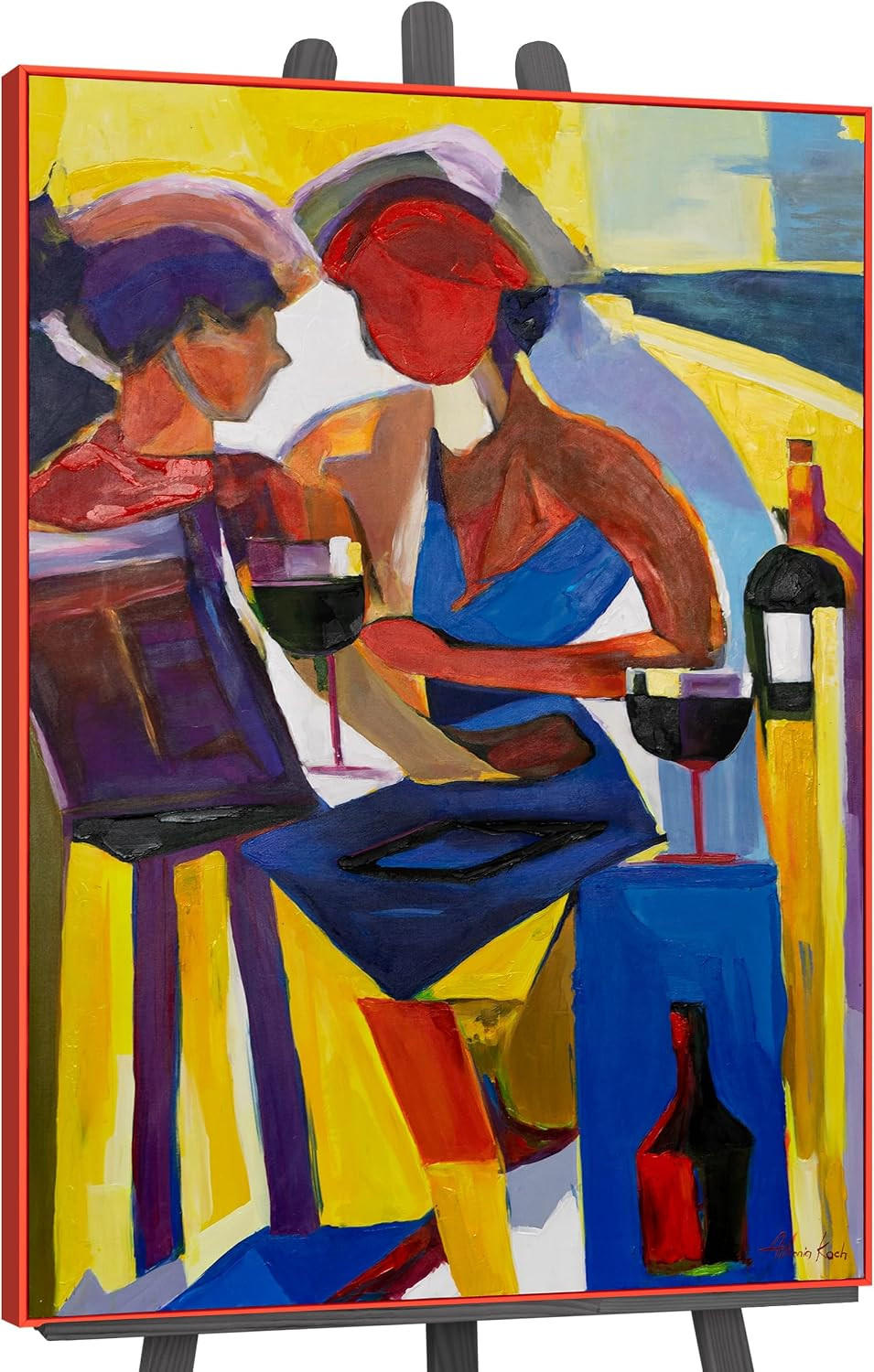 GEMÄLDE Farbenfroher Abend Schattenfugenrahmen Rot 140x100 cm - Rot, Holz (140/100cm) - YS-art gallery