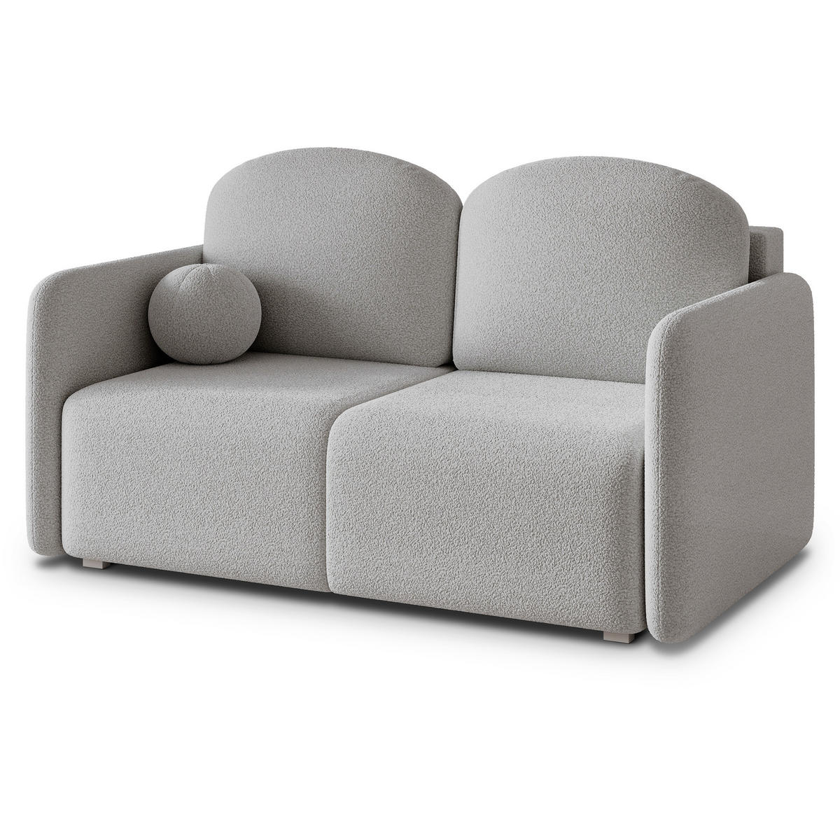 BETTSOFA SUVI II Q Hellgrau Bucle-Stoff mit Schlaffunktion - Hellgrau, Textil (90/85/153cm) - MASSENO