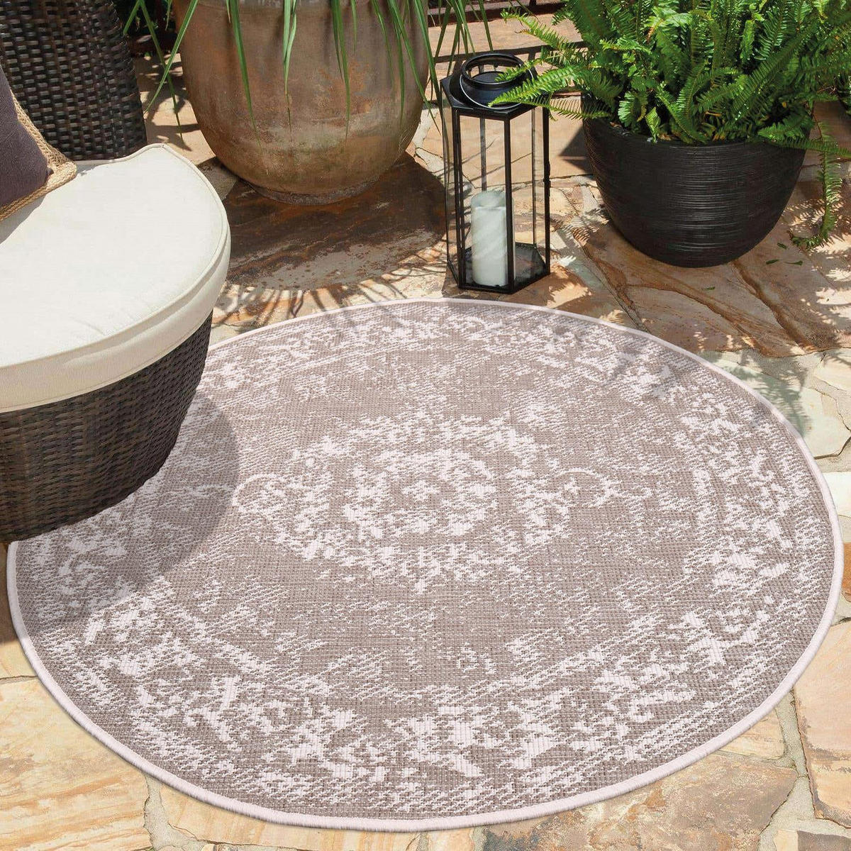 OUTDOOR-TEPPICH DuoRug 5577 Creme 160x160 cm - Beige, Textil (160/160cm) - carpet city