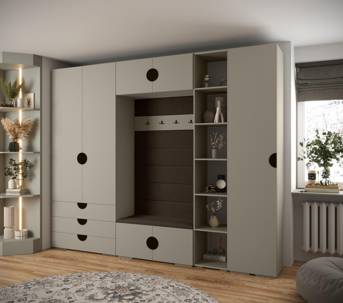 GARDEROBEN-SET 236,7/290/47 - Kaschmir/Schwarz, Holz/Kunststoff (290/236.7/47cm) - Abiks Möbel