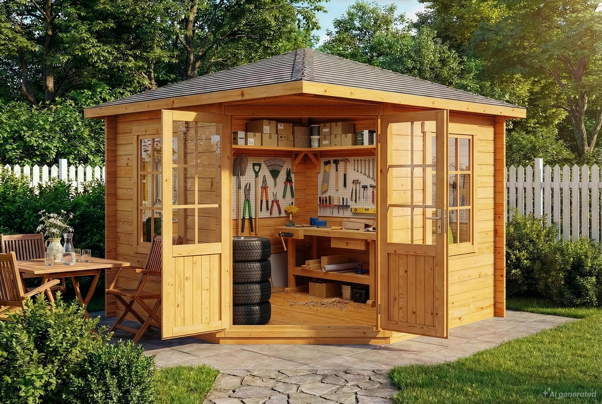 GARTENHAUS Holz Monica - Pinienfarben, Holz (320/266/320cm) - Alpholz