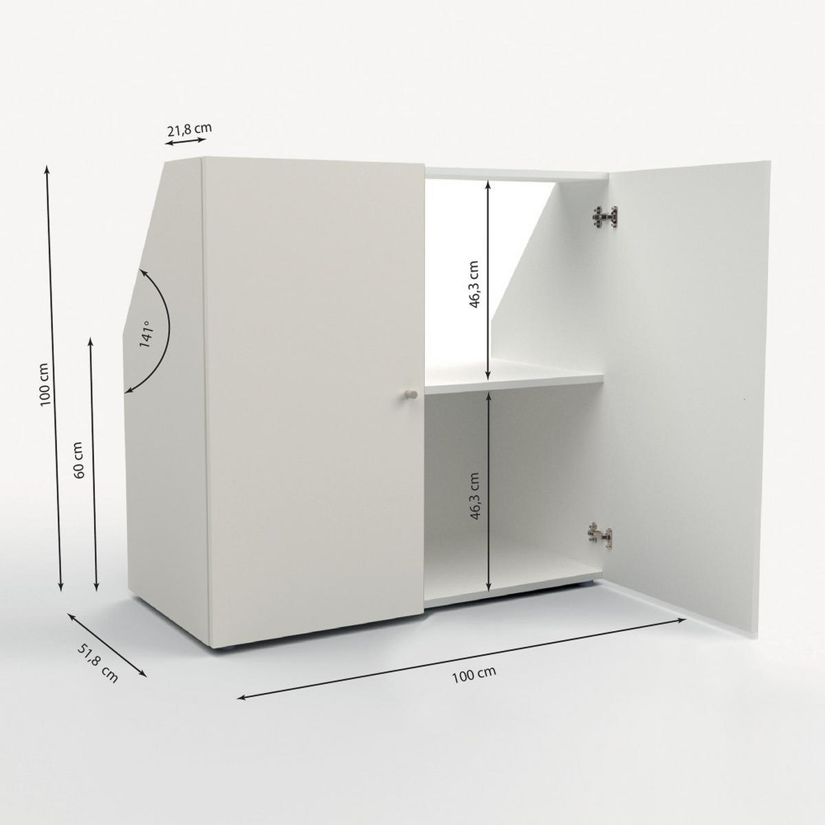 DACHSCHRÄGENSCHRANK CALI/ 100/100/51.8 cm - Weiß - Weiß, Holzwerkstoff (51.8/100/100cm) - Weber Industries