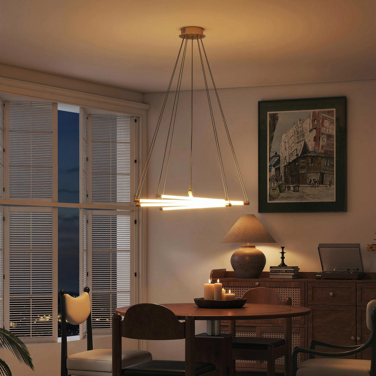 LED-DECKENLAMPE, 50W, 5 anpassbare Lichtrohre, anpassbar, Gold+Weiß - Multicolor, Metall (82/82/124cm) - HOMCOM