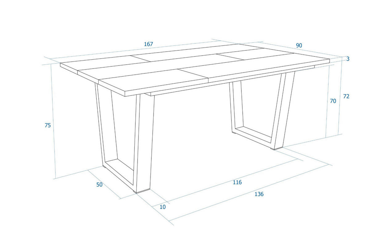 ESSZIMMERTISCH, Dunkler Eiche, 167/90/74 cm - Dunkelbraun/Schwarz, Holzwerkstoff (167/90/74cm) - Skraut Home