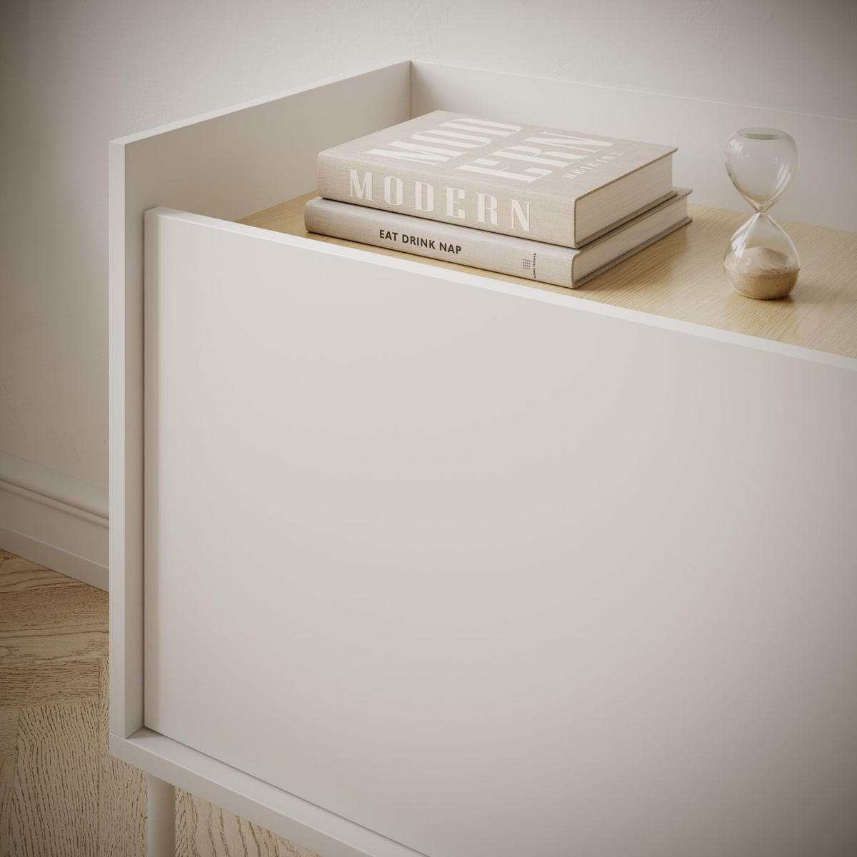 TV-SCHRANK Tovi Weiß / Holzoptik Eiche 140 cm - Weiß, Holzwerkstoff/Metall (139.8/58.5/36.4cm) - Selsey