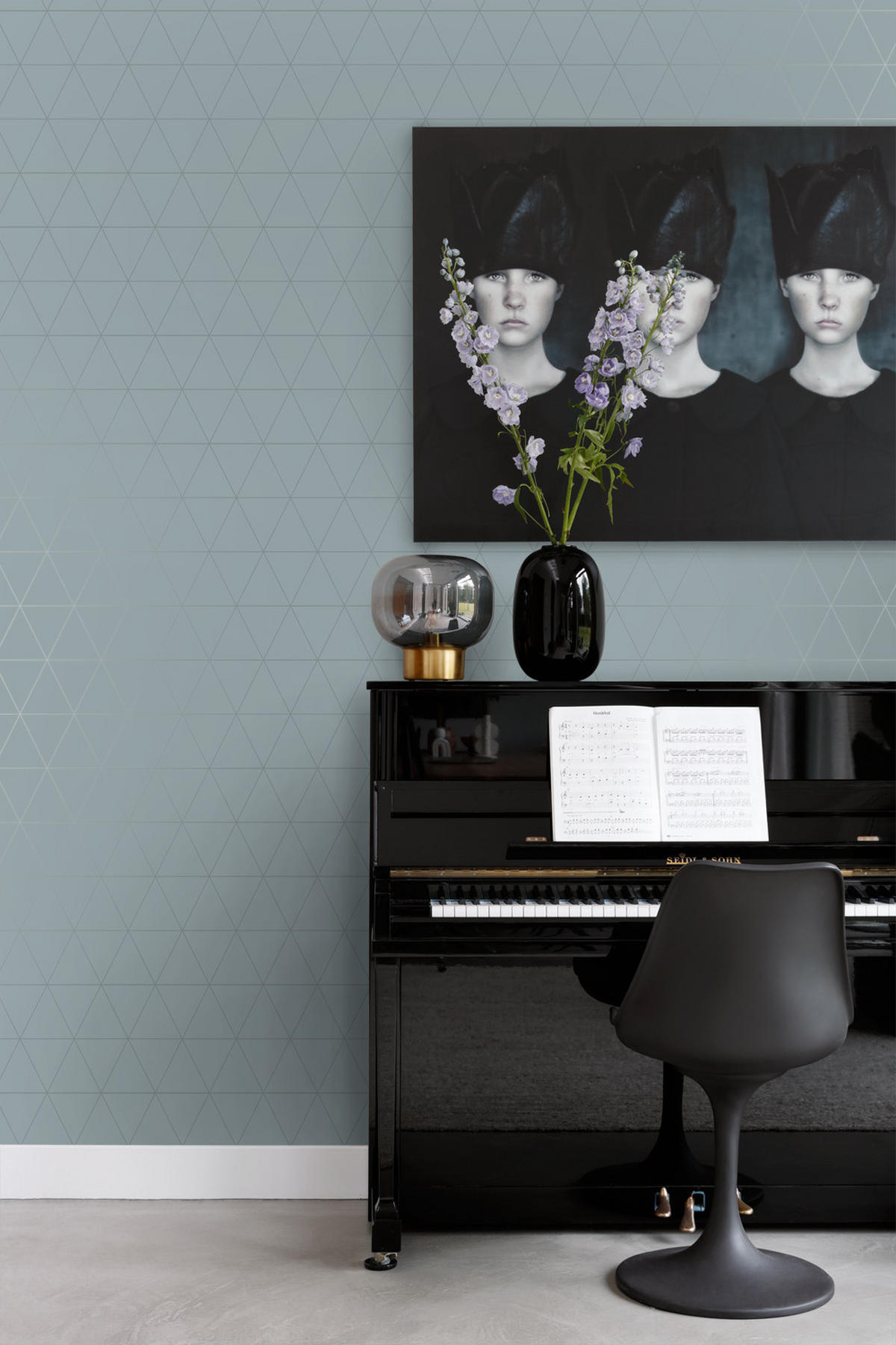 TAPETE grafische Dreiecke 53 cm x 10.05 m - Blau, Papier (53/1000cm) - Origin Wallcoverings