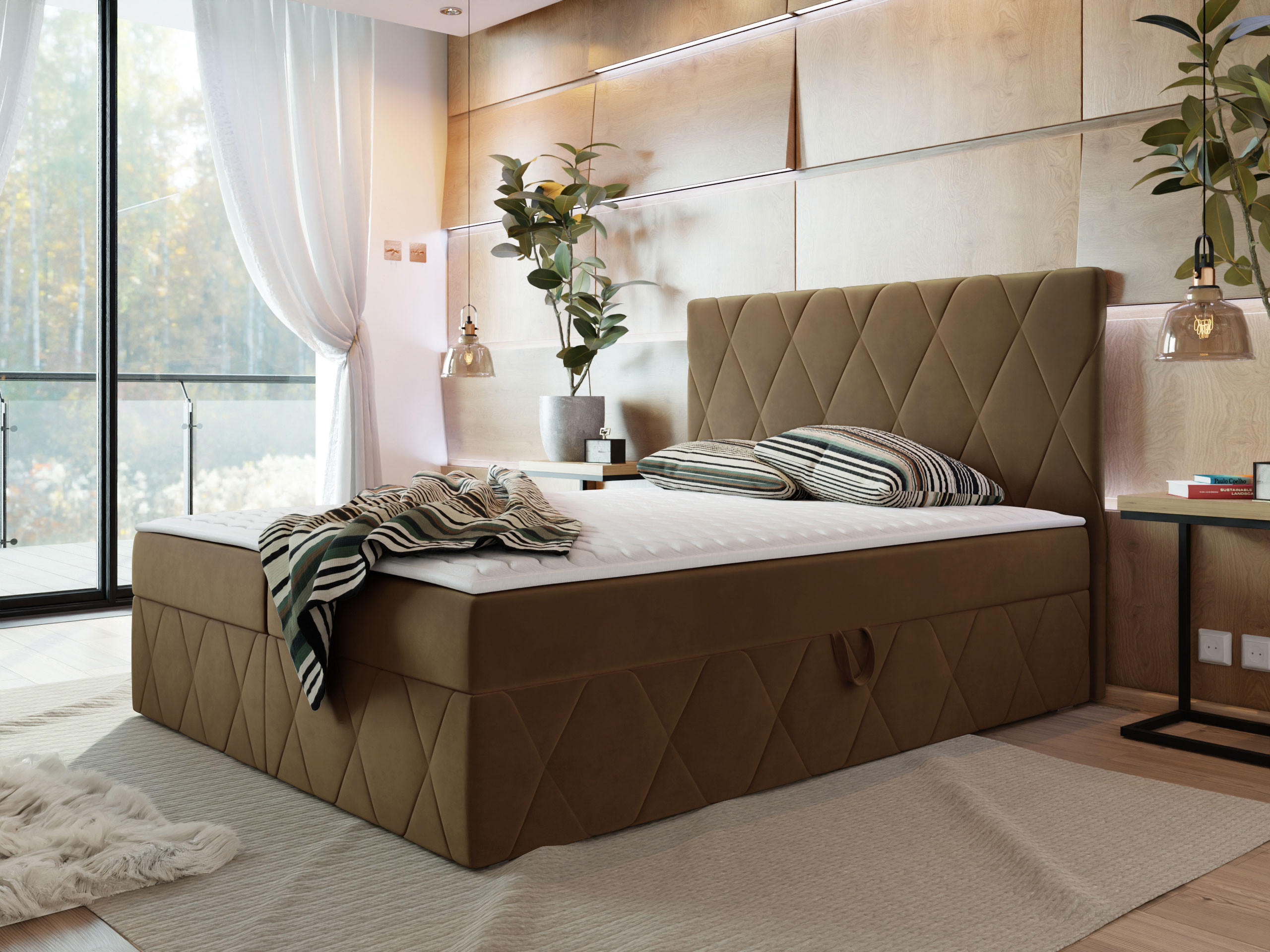 BOXBETT Simoti - Braun, Holzwerkstoff (180/200cm) - MIRJAN24