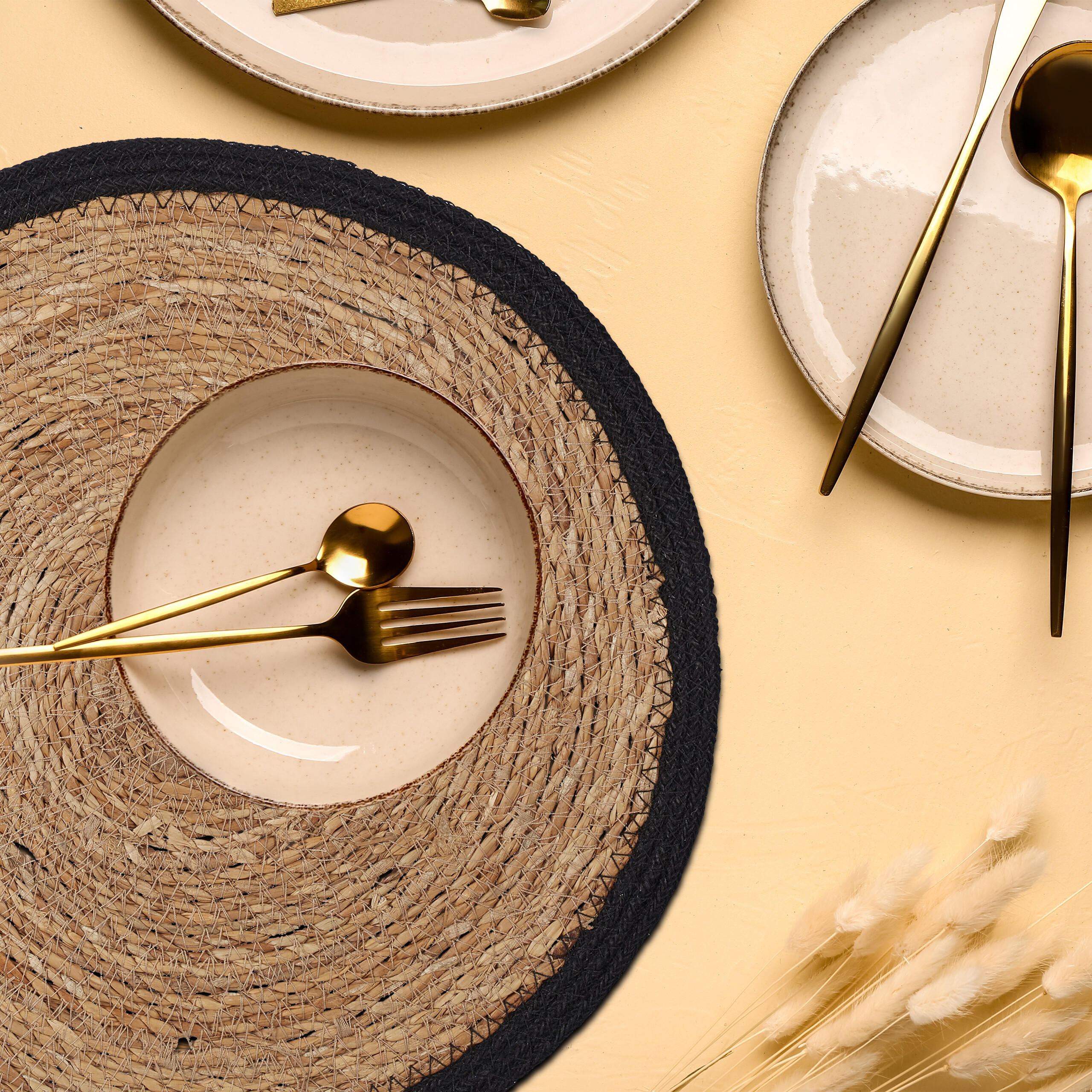 6TLG.TISCHSET - Hellbraun, Textil (37cm) - Relaxdays