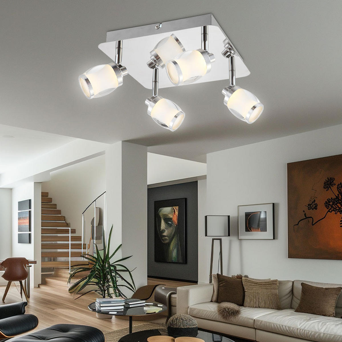 LED DECKENLEUCHTE COLORADO Chrom Silber - Silberfarben, Glas (25/25/15cm) - Globo Lighting