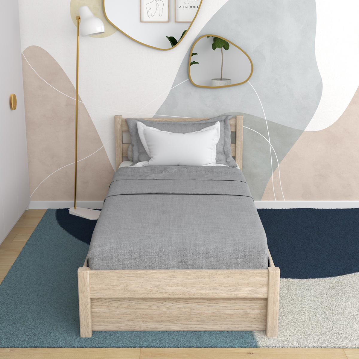 BETT mit Schublade N01 Sonoma Eiche 120/200 - Sonoma Eiche, Naturmaterialien/Holz (120/200cm) - N-Wood