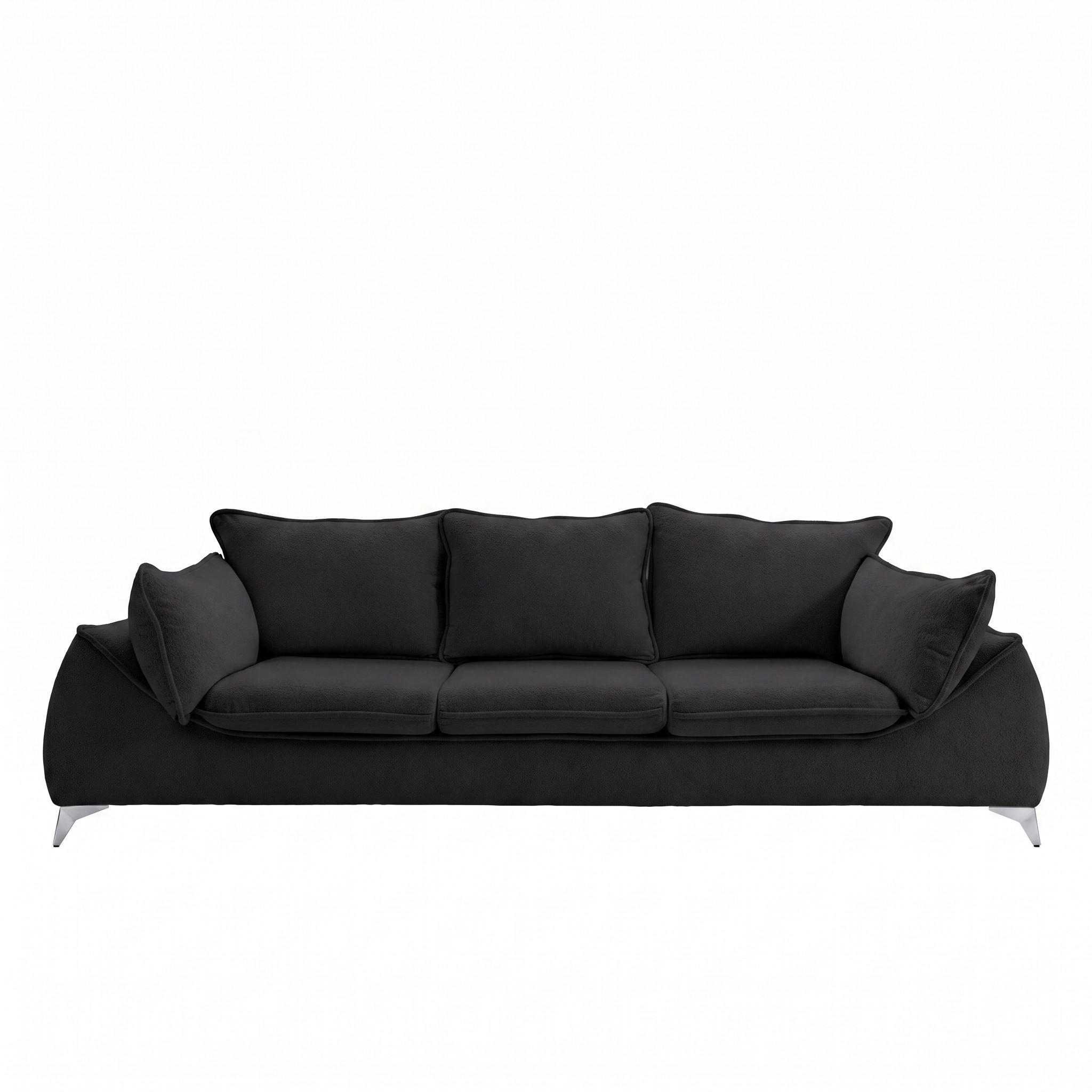 3-SITZER Sofa MELANI 252 cm Velours Schwarz - Chromfarben/Schwarz, Holz/Textil (252/90/88cm) - Muffo