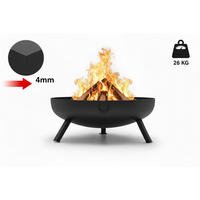 FEUERSCHALE BOMBE Schwarz Ø 79 cm 26 kg aus Stahl 4 mm - Schwarz, Metall (79/30/79cm) - The Favilla