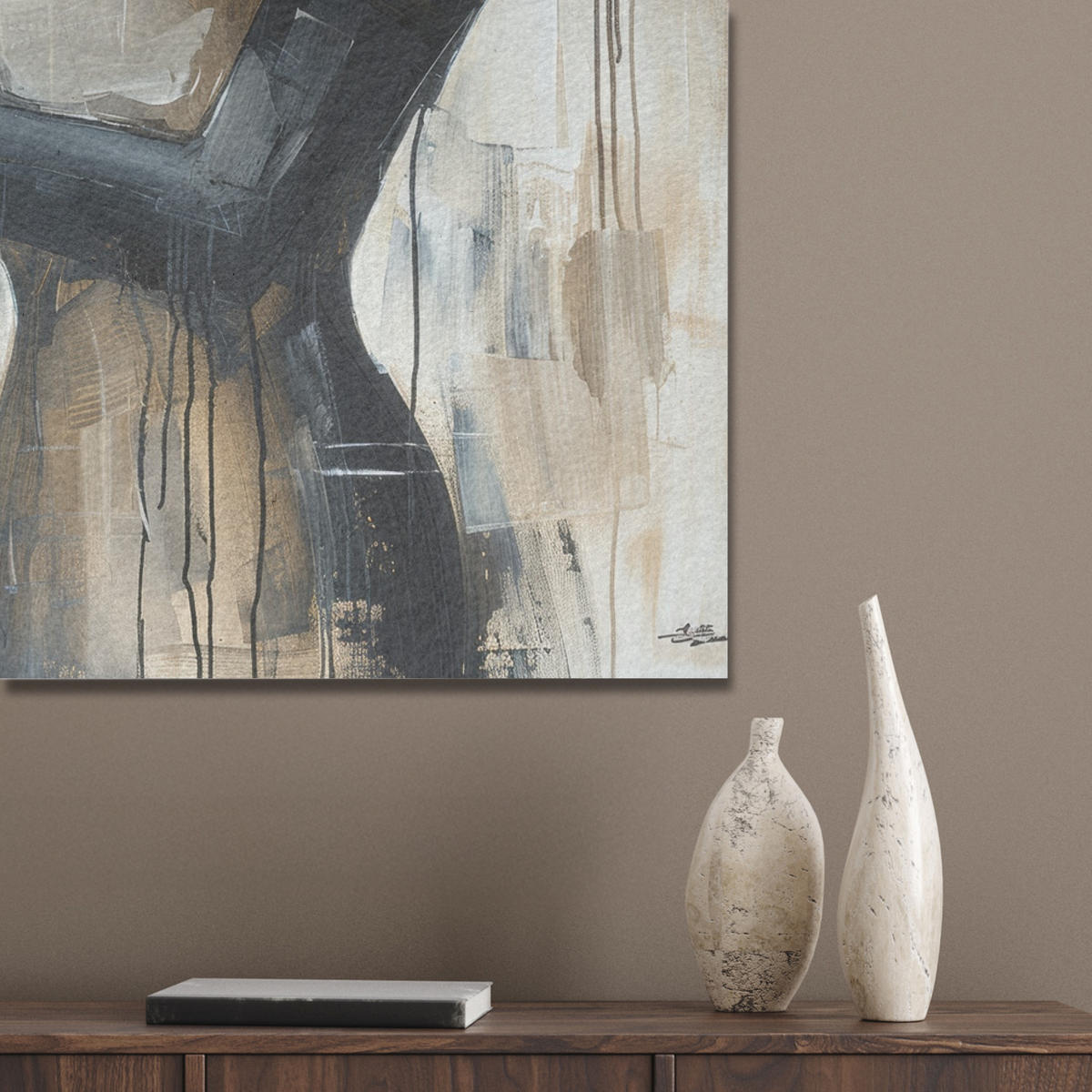 AKUSTIKBILD Abstrakt - Liebe - Schwarz und weiß - Modern Wanddeko 60x90 cm - Schwarz, Kunststoff (60/90/0.9cm) - MuchoWow