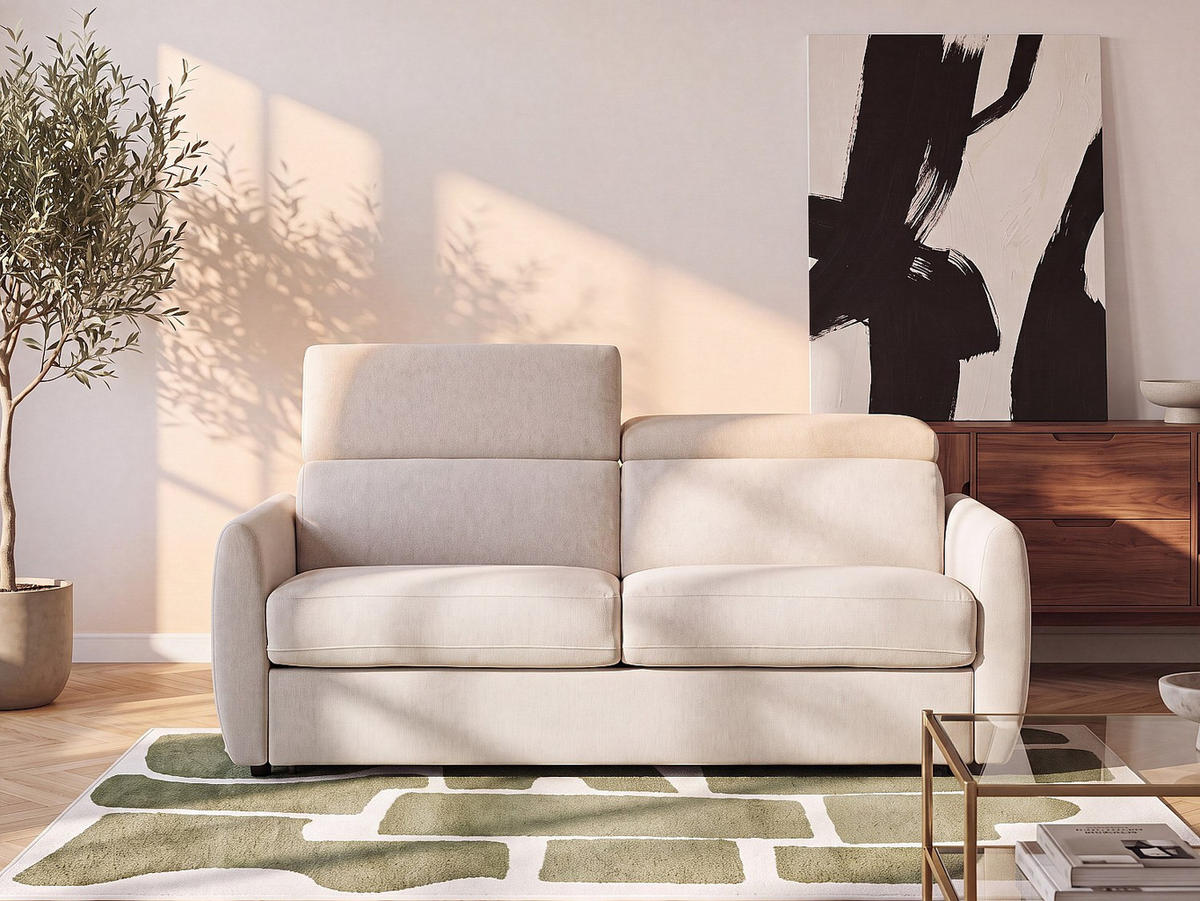 SCHLAFSOFA - 3 Personen - stoff - beige Sovali - Beige, Kunststoff/Textil (191/83.5/224cm) - Vente-Unique