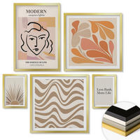 WANDBILDER 5er Set - 50x50 cm & 20x30 cm & 40x60 cm Goldrahmen - Sonnen-Boho-Pastelltönen - Goldfarben, Kunststoff (40/60cm) - ArtPrintCave