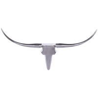 WANDDEKO Geweih Bull Aluminium 125 cm breit, Silbern 125x10x60 cm - Silberfarben, Metall (125/60/10cm) - KADIMA DESIGN