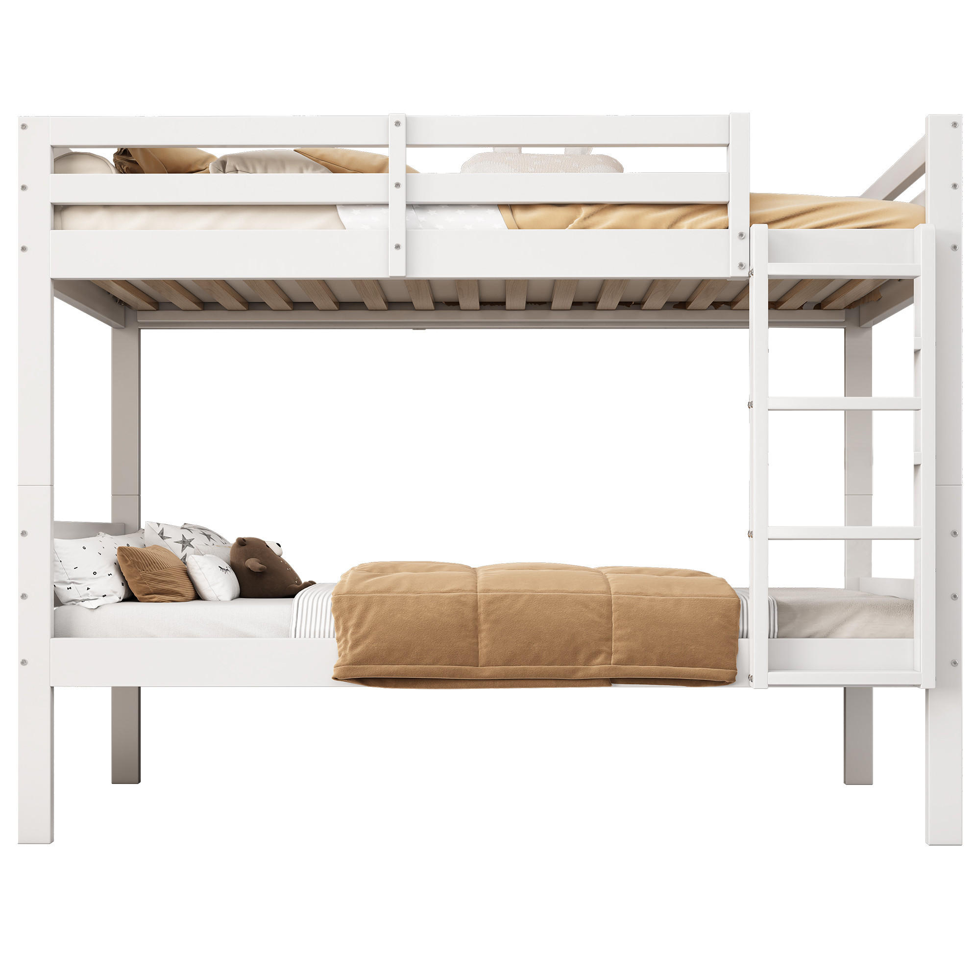 ETAGENBETT 90/200 cm aus Kiefernholz mit Absturzsicherung und teilbarer Konstruktion Weiß - Weiß, Holz (90/200cm) - Modenvie