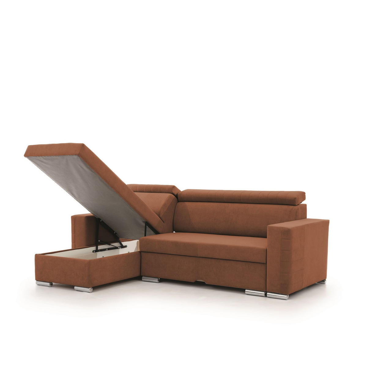 ECKSOFA Canton In Camelia - Braun, Holzwerkstoff/Textil (260/173cm) - Fun Möbel