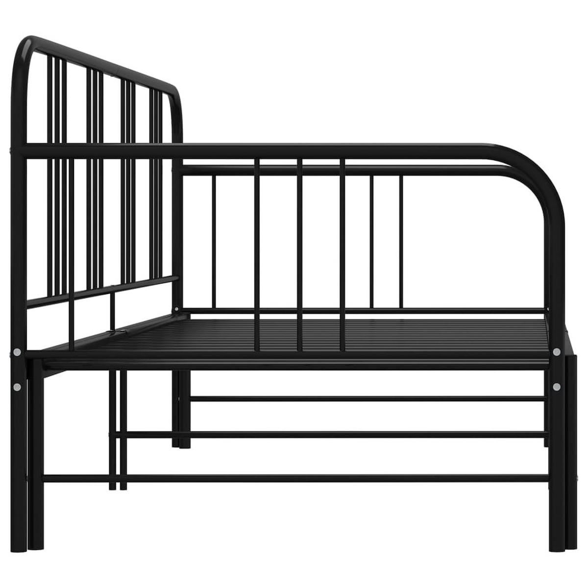 TAGESBETT Ausziehbar Schwarz Metall 90x200 cm - Schwarz, Metall (185/88/206cm) - furnicato