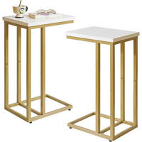 BEISTELLTISCH 2er-Set Weiß/Gold - Multicolor, Metall (40/30/63cm)