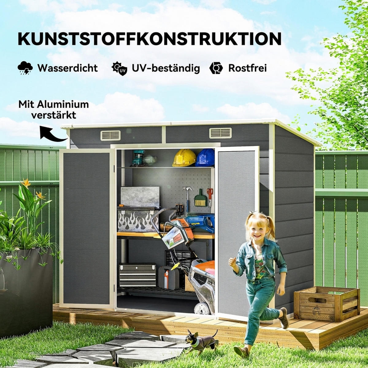 GARTENHAUS Grau 238.0/125.0/183.0cm - Grau, Kunststoff (125/183/238cm)