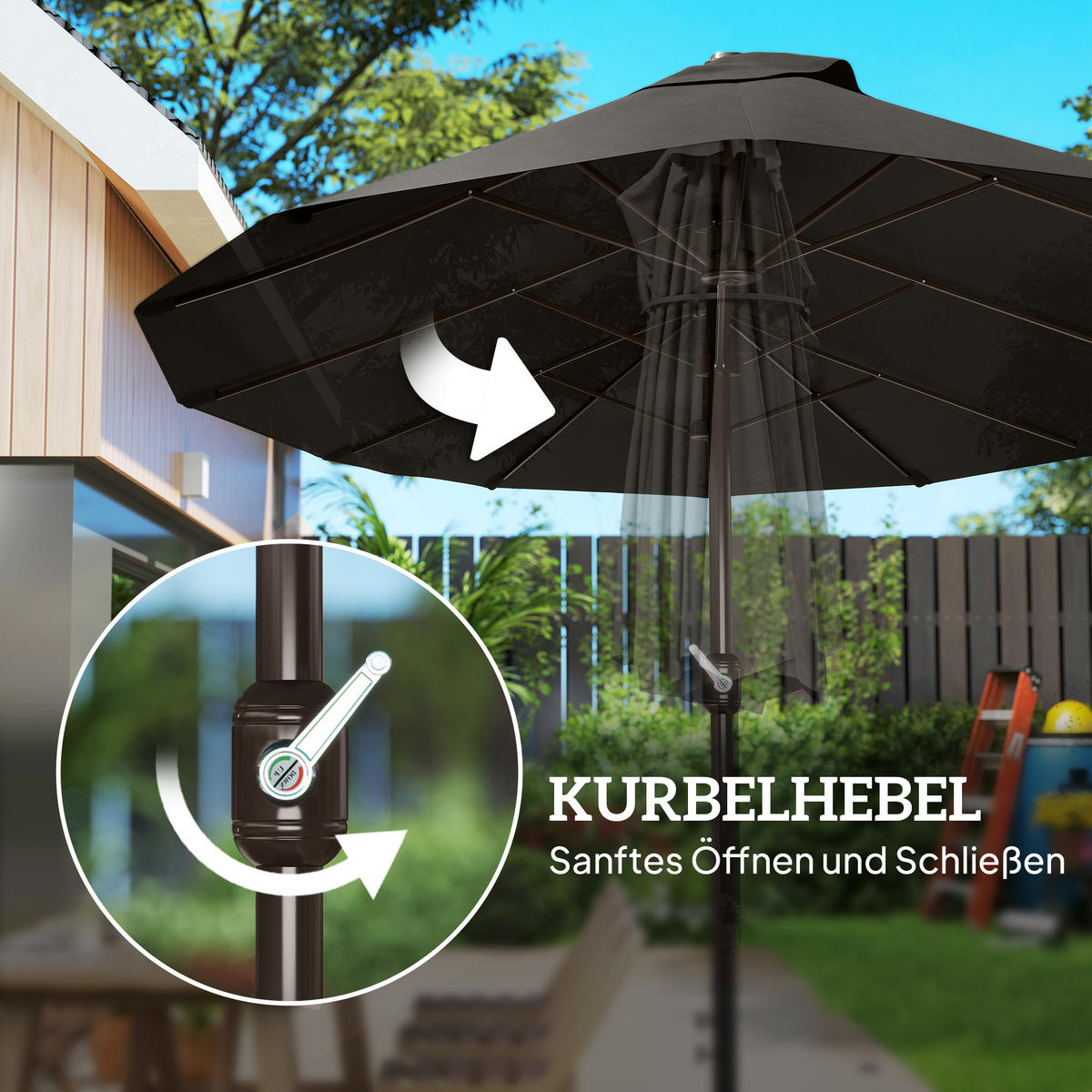 SONNENSCHIRM, Gartenschirm, Marktschirm, Doppelsonnenschirm, Terrassenschirm, Dunkelgrau, Oval - Dunkelgrau, Metall (270/460cm) - Outsunny