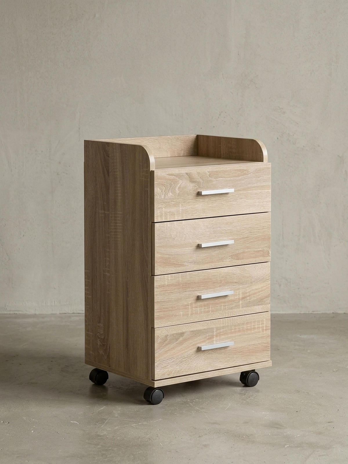 ROLLCONTAINER 4 Schubladen Ablage Melaminbeschichtet ISONZO, Beige 40x33x71 cm - Beige/Schwarz, Holz/Kunststoff (40/71/33cm) - KADIMA DESIGN