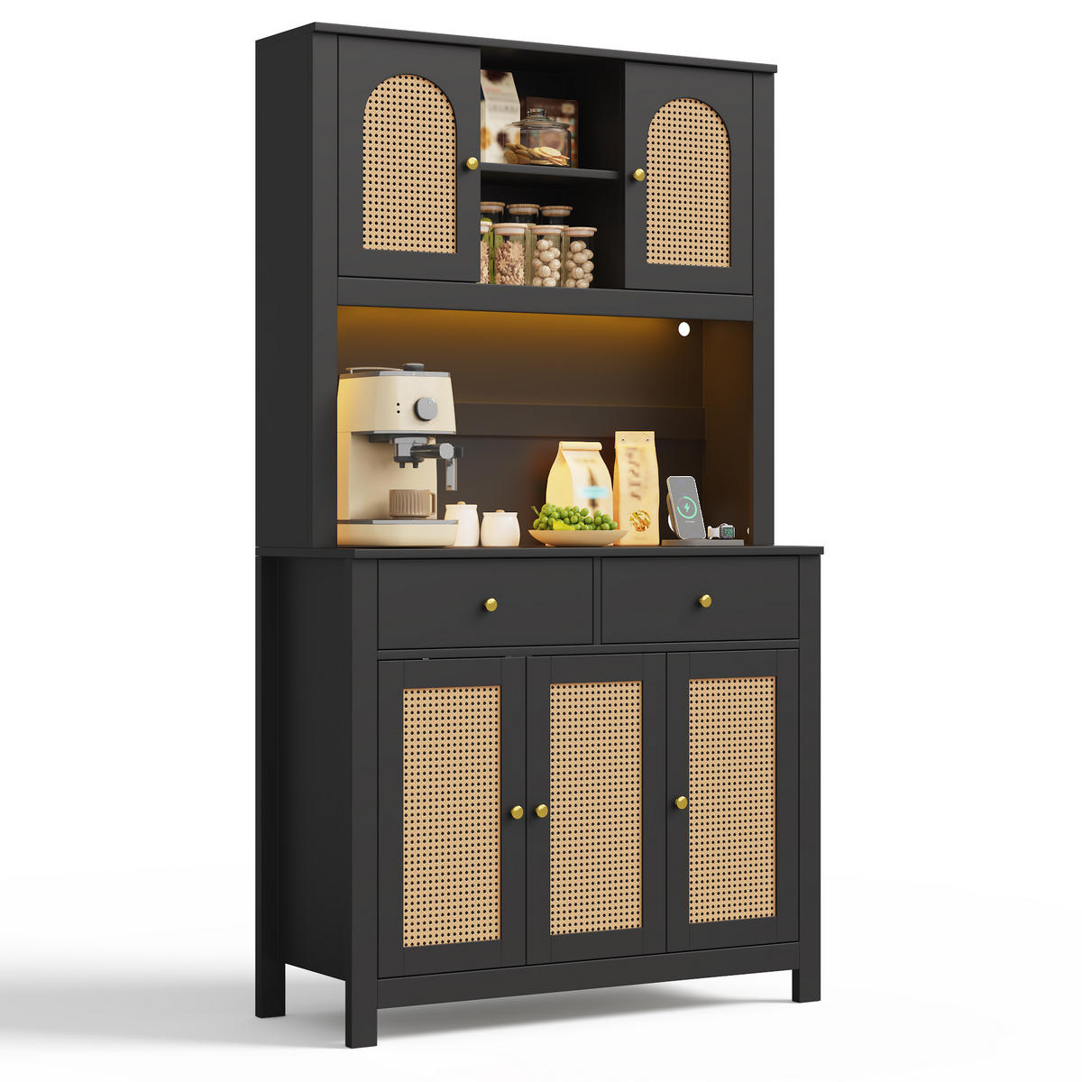 GESCHIRRSCHRANK Schwarz 100/40/180 - Schwarz, Holzwerkstoff (100/180/40cm)