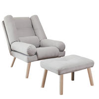 RELAXSESSEL LILA mit hocker, 75/75/100 cm, Weiß - Weiß, Holz/Textil (75/100/75cm) - Idohome