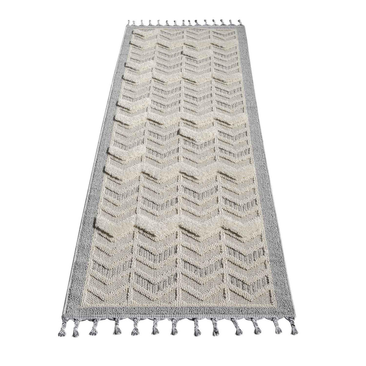 KURZFLOR-TEPPICH Valencia 920 Creme 80x300 cm - Blau/Creme, Textil (80/300cm) - carpet city