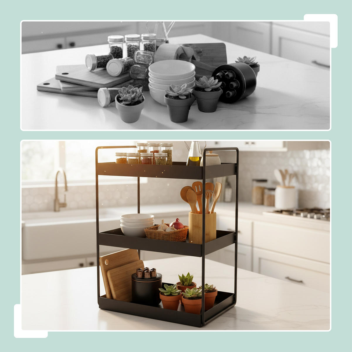 POLICA na koreniny - čierna, kov (26/44/18cm) - Relaxdays