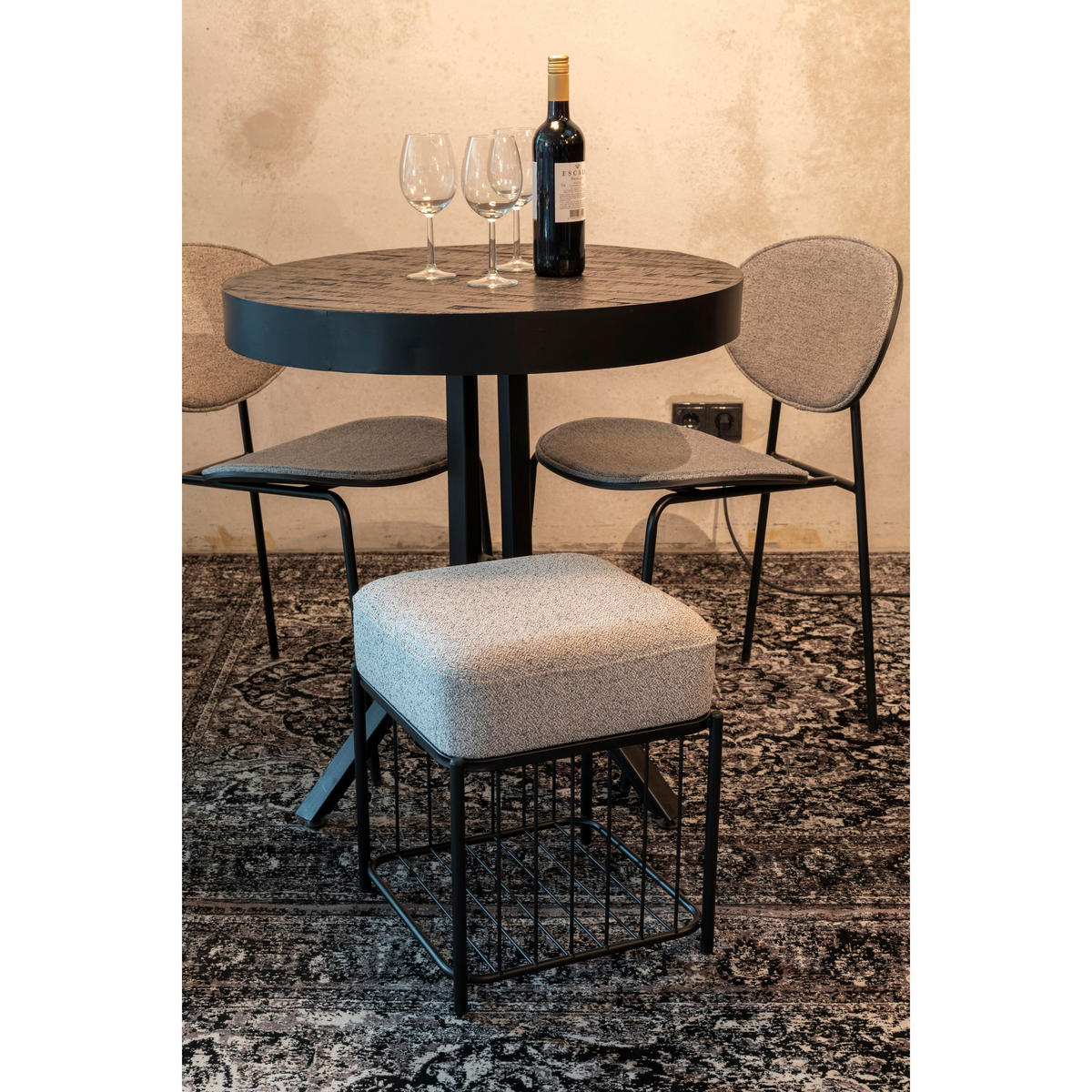 DESIGN-HOCKER - Heathergrau - Hellgrau/Grau, Textil (35/45/35cm) - Drawer