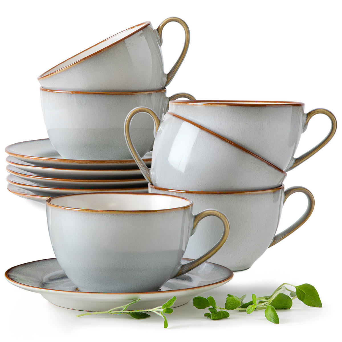 KAFFEESERVICE 6 Personen PORTOFINO 12-tlg - Blaugrau, Keramik (9.5/6.5/9.5cm) - Ritzenhoff Breker