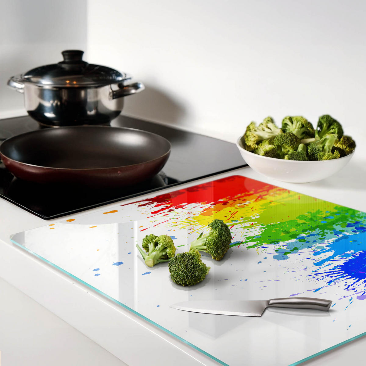 GLASPLATTE 60x52 cm Regenbogenflecken - Multicolor, Glas (60/0.4/52cm) - TULUP