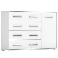KOMMODE Frida 02 Weiß/Weiß 1D4S 135 cm - Alufarben/Weiß, Holzwerkstoff/Kunststoff (135/95/45cm) - imoebel24